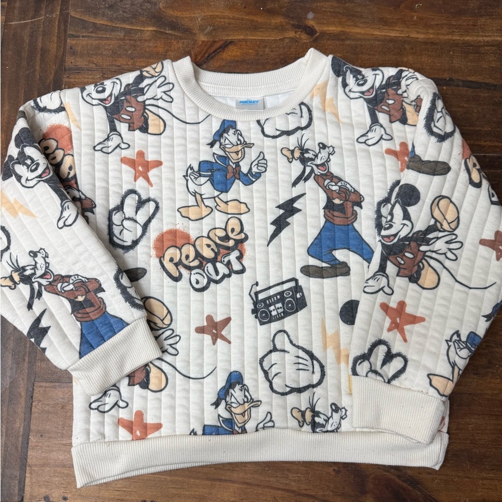 Disney Mickey& Friends  Cartoon Character Sweatshirt - Cream
